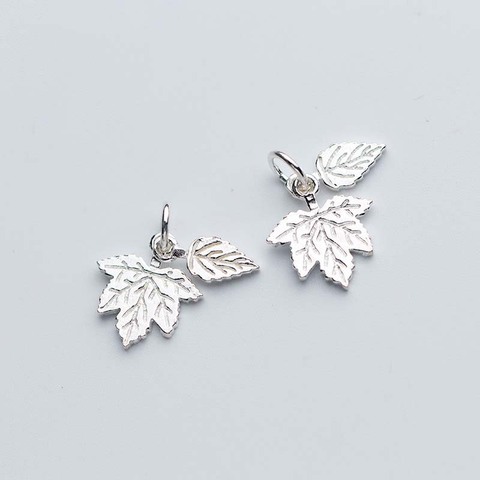 Breloques en forme de feuille d'érable pour femmes, Style bohémien, en argent Sterling 925, artisanat sculpté, pendentif de collier, bricolage, bijoux pour cadeau d'anniversaire ► Photo 1/4