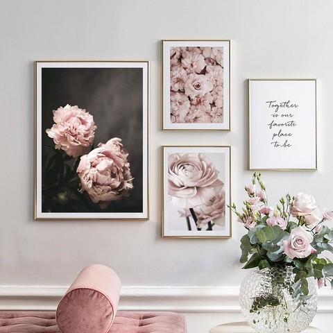 Toile de fleurs pivoines rose clair, moderne, romantique, affiches de galerie, photos d'art murales, décoration intérieure de chambre à coucher ► Photo 1/6