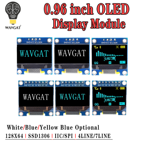 0.96 pouces OLED IIC série blanc Module d'affichage 128X64 I2C SSD1306 12864 LCD écran carte GND VCC SCL SDA 0.96 