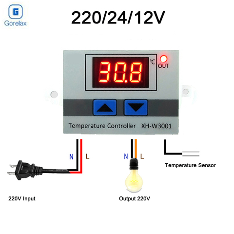 Régulateur de température numérique, Thermostat 12V 24V 110V 220V, incubateur XH-W3001 ► Photo 1/6