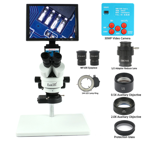 Microscope trinoculaire stéréo, 30mp 3.5-90x10 ''LCD, objectif de support, caméra vidéo numérique HDMI pour la réparation des outils de téléphones portables ► Photo 1/6