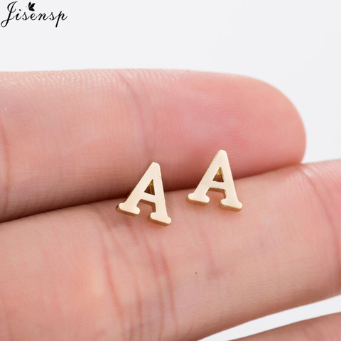 Jisensp-boucles d'oreilles avec lettres initiales minuscules, personnalisées pour demoiselle d'honneur, mignonnes boucles d'oreilles à clous de l'alphabet, bijoux de tous les jours ► Photo 1/1