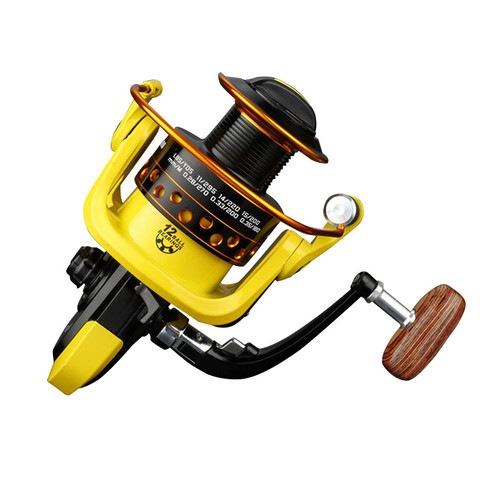 Moulinet de pêche Spinning en métal jaune et noir, équipement à bobine métallique 1000 à 7000 12BB, Ratio sans écart 5.2:1 ► Photo 1/6