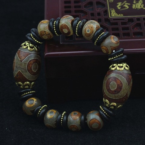 KYSZDL naturel tibétain vieux Agate Dzi perle Bracelet hommes pierre Bracelet bijoux cadeaux ► Photo 1/3