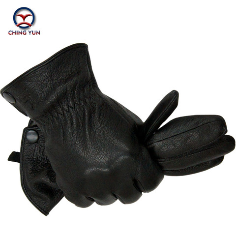 Hiver homme cerfs peau de gants en cuir mâle chaud doux hommes bras manches noir hommes mitaines imitate fourrure de lapin 70% laine lining-03 ► Photo 1/6