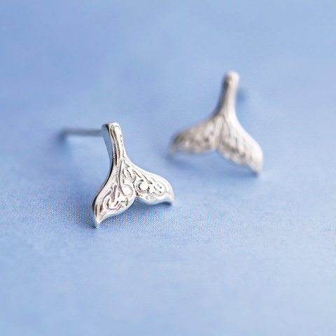 Boucles d'oreilles en forme de queue de sirène pour femme, bijoux anti-allergie, couleur argent, baleine et dauphin, cadeau de mariage ► Photo 1/6