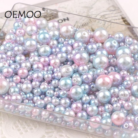 Mixte de perles de perles en plastique ABS | 4/6/8/10/12mm, Imitation ronde de couleur arc-en-ciel pour sacs à vêtement, chaussures ► Photo 1/6