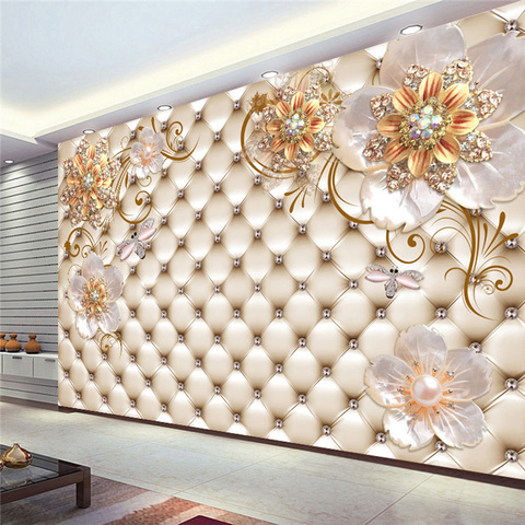Personnalisé toute taille 3D papier peint Mural Style européen cristal fleur Photo mur peinture salon thème hôtel luxe décor mur ► Photo 1/6