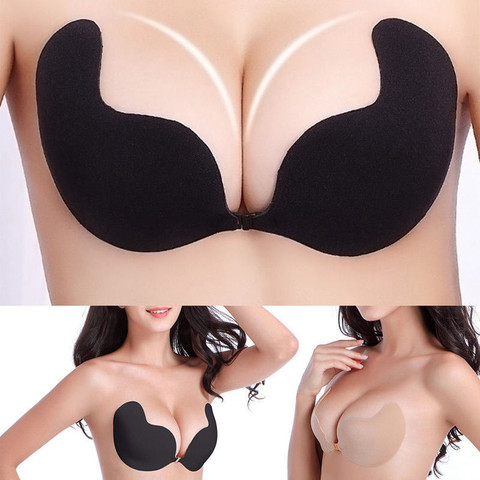 Soutien-gorge Invisible en Silicone pour femmes, Sexy, Push-Up, sans couture, sans bretelles, fermeture avant, coupe 3/4, Gel, dos nu ► Photo 1/6