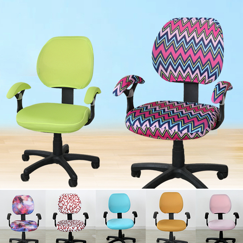 Couverture de chaise d'ordinateur de bureau de Lycra de 24 couleurs adaptée à la chaise de bureau d'ordinateur avec la couverture de chaise extensible de Spandex d'impression d'accoudoir ► Photo 1/6