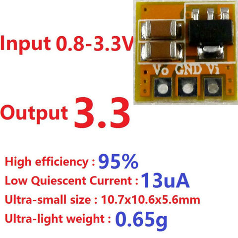 Carte de conversion Boost DC pour Module ESP8266 nrf24l01 LCD LED RF Wifi Bluetooth, faible courant de repos 1.5V 1.8V 3V à 3.3V ► Photo 1/6