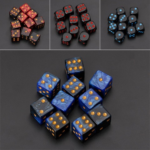 10 pièces 15mm multicolore acrylique Cube dés perles Six côtés Portable jeux de Table jouet ► Photo 1/6