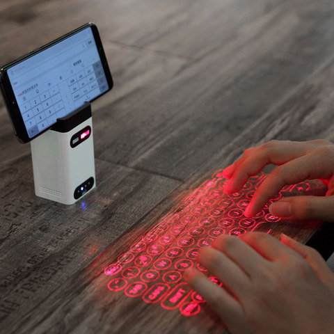 Mini-clavier virtuel à Projection laser, Bluetooth, Portable, sans fil, pour ordinateur, téléphone, ordinateur Portable, avec fonction souris ► Photo 1/6