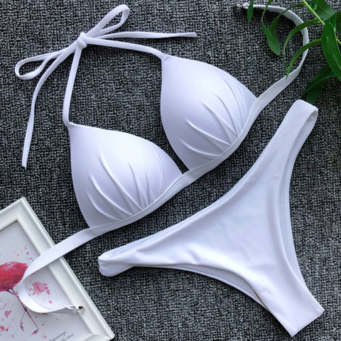 2022 licou soutien-gorge tasse Bikini Sexy maillot de bain femme blanc maillots de bain femmes Push up Bikini ensemble brésilien maillot de bain Bandeau maillot de bain ► Photo 1/6