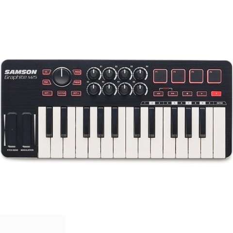 Samson – Mini contrôleur MIDI en GRAPHITE M25, 25 touches, pour clavier ipad, portable, pour organiser les performances, Original ► Photo 1/6