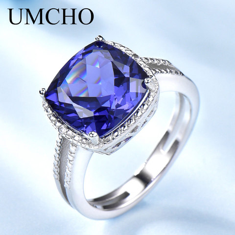 UMCHO – bagues de fiançailles en argent Sterling 925 pour femmes, bague de luxe en Tanzanite, bijoux, cadeau de noël, avec boîte ► Photo 1/1