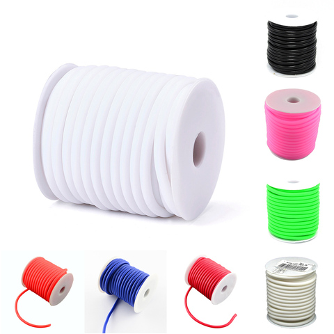 Environ 10m/roll 5mm creux bande de roulement en caoutchouc de Silicone enroulé autour de la bobine en plastique blanc avec trou de 3mm pour collier à faire soi-même Bracelet ► Photo 1/6