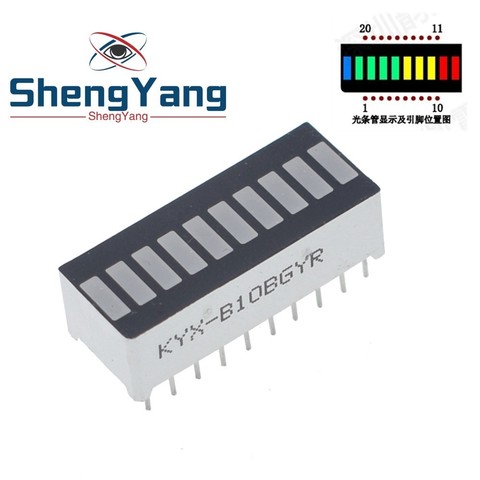 ShengYang – tube plat lumineux, 1 pièce, 10 grilles, segment numérique, lumière LED bar, super lumineux, 2 rouges, 3 jaunes, 4 verts, 1 bleu, B10BRYGB ► Photo 1/5