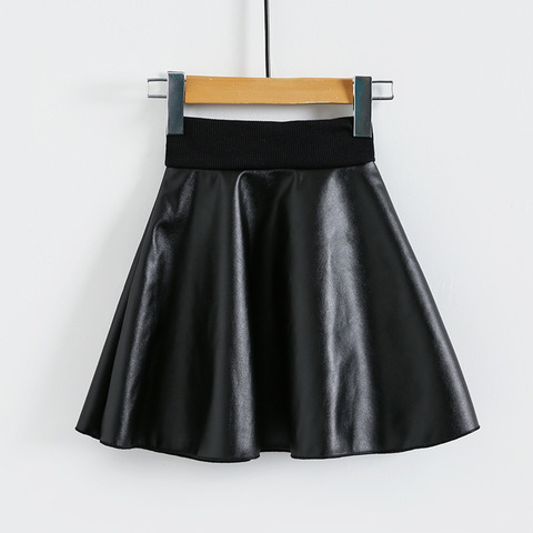 Jupes en cuir PU pour filles, jupe Tutu courte pour enfants, nouvelle mode, taille élastique, 2-7 ans, noir, automne ► Photo 1/6