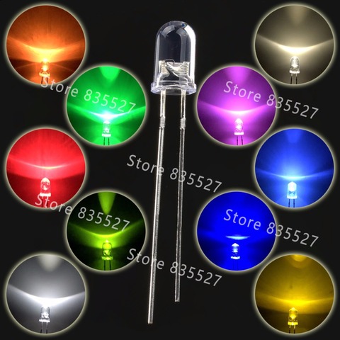 Kit de diodes électroluminescentes rondes F5 5MM, ensemble de diodes électroluminescentes, eau claire, blanc chaud, rouge, jaune, vert, bleu, rose, violet, UV, Orange, 1000 pièces ► Photo 1/5