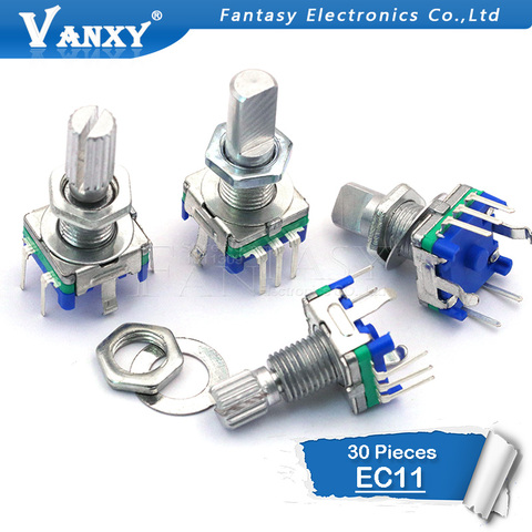 Encodeur rotatif axe Half/Plum, longueur de la poignée 15mm / 20mm interrupteur à code/EC11/potentiomètre numérique avec interrupteur 5 broches 30 pièces ► Photo 1/5