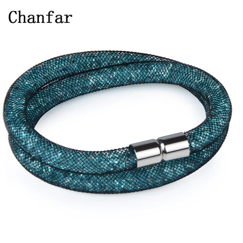 Chanfar-joli Bracelet en maille de cristal, Tube à bijoux, fermoir magnétique, Double Bracelet pour femmes et filles, 16 couleurs ► Photo 1/6