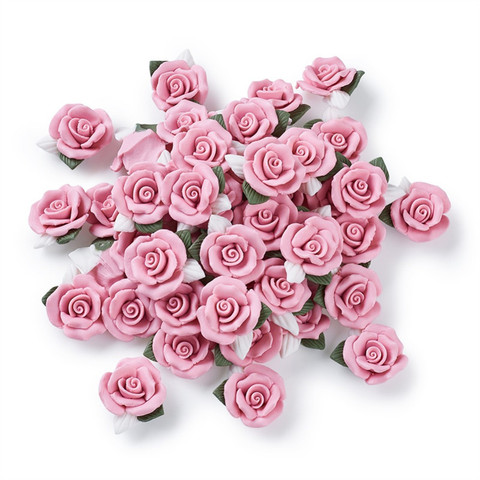 Cabochons en porcelaine à fleurs roses, 20 pièces, perles d'argile de chine pour accessoires de bijouterie, 23 ~ 25x20,5 ~ 21x10 ~ 11mm F70 ► Photo 1/6