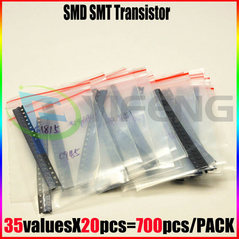 1350 pièces SOT-23 SMA 54 valeurs * 25 pièces SMD SMT NPN PNP SOD 4148 5551 2222 TL431 BC807 BC817 Kit d'assortiment de transistors et de diodes ► Photo 1/1