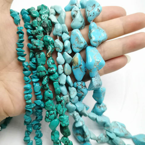 Perles de pierres Turquoises naturelles en vrac, livraison gratuite, couleur au choix 5-8MM, pour la fabrication de bijoux, 15 pouces ► Photo 1/6