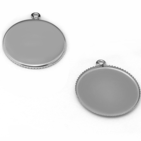 Pendentif rond en acier inoxydable, 20 pièces, réglage de Cabochon, lunette, Base de composants pour la fabrication de bijoux 18mm 20mm 25mm 30mm ► Photo 1/3