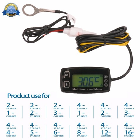 Tachymètre numérique inductif pour moto, réinitialisable, tachymètre, thermomètre pour bateau, moteur à essence, Marine, ATV ► Photo 1/6