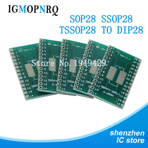 Adaptateurs de Module TSSOP28 SSOP28 SOP28 SMD à DIP28 IC, convertisseur de prise de courant, plaque 0.65mm 1.27mm, 10 pièces ► Photo 1/3