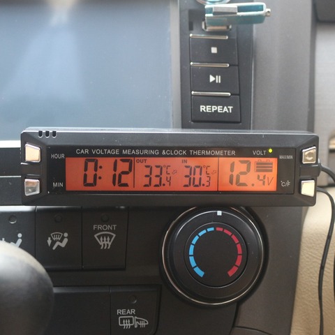 Horloge numérique 3 en 1 pour voiture, thermomètre, voltmètre avec deux feux arrière et deux couleurs, EC30 ► Photo 1/6