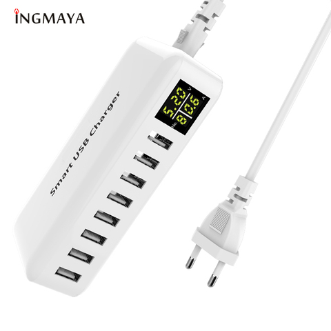 Chargeur USB multi-ports INGMAYA 5V8A LED en temps réel pour iPhone iPad Mini Samsung Huawei Pixel Mi DV adaptateur secteur ► Photo 1/6