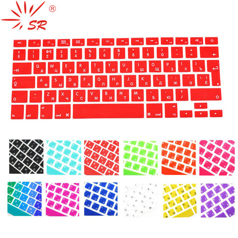 SR 14 couleur ue russe langue lettre Silicone clavier couverture autocollant pour Macbook Air 13 Pro 13 15 17 Retina protecteur autocollant ► Photo 1/6