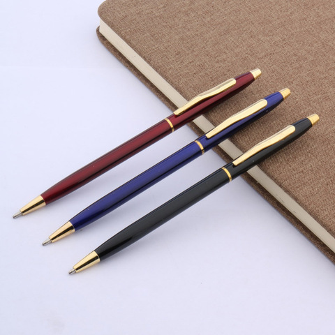 Stylo à bille en métal de marque de haute qualité, style classique, signature, stylo à bille tournante, stylo à encre, papeterie fournitures scolaires et de bureau ► Photo 1/6