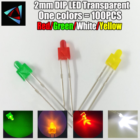 30 pièces 2MM Diode LED couleur mixte rouge vert jaune bleu blanc ► Photo 1/3