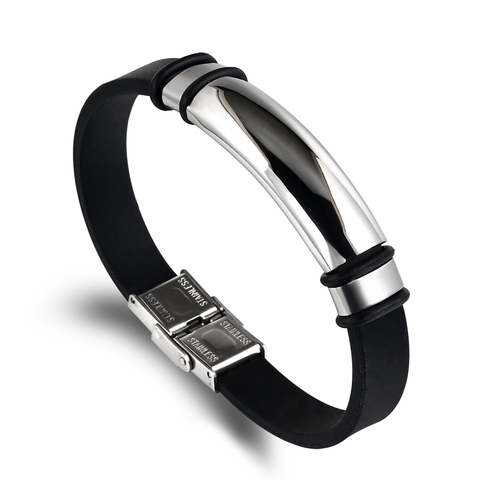 Bracelet en Silicone pour hommes et femmes, vintage, bijoux en caoutchouc noir, tendance 2022 ► Photo 1/6