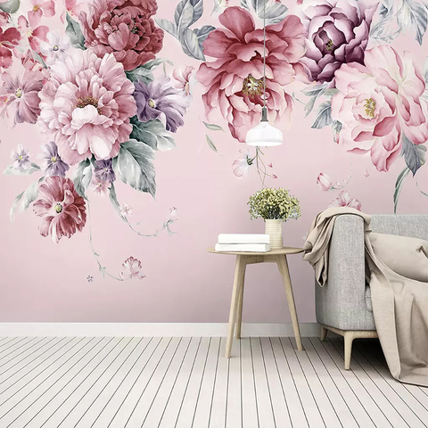 Papier peint Mural sur mesure De toutes tailles, papier peint à la main avec fleurs pastorales modernes, pour salon, maison De mariage ► Photo 1/6