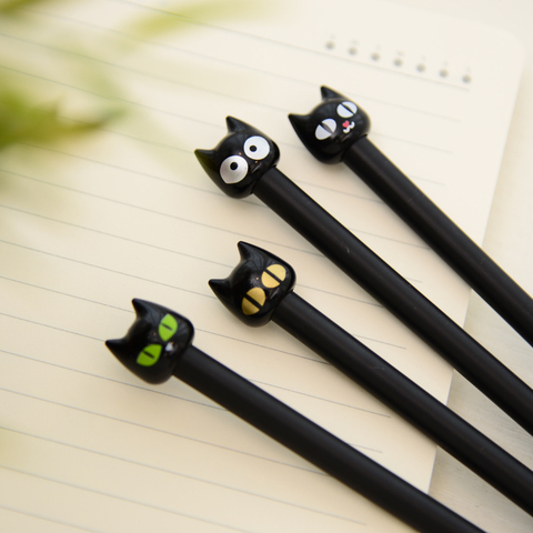 Stylo Gel chat noir mignon 4x stylo Gel, papeterie scolaire et de bureau, 0.5mm ► Photo 1/5