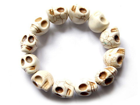 STANYA – Bracelets Beige avec tête de mort, cordon extensible, Bijoux de styliste, corde élastique, vente en gros ► Photo 1/2