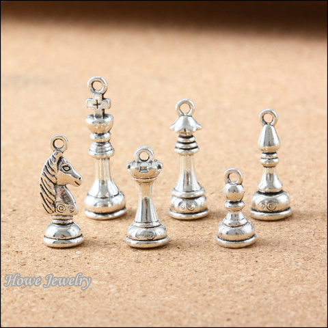 Breloques 3D Vintage pour échecs internationaux, pendentif adapté aux Bracelets et colliers, bricolage, fabrication de bijoux en métal B114, 60 pièces ► Photo 1/2