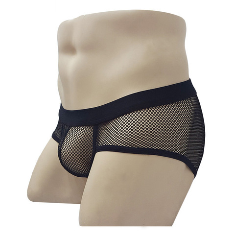 Hommes sous-vêtements Transparent Net maille Bikini slips sous-vêtements renflement caleçon mode taille basse bref Sexy Lingerie intimes ► Photo 1/6