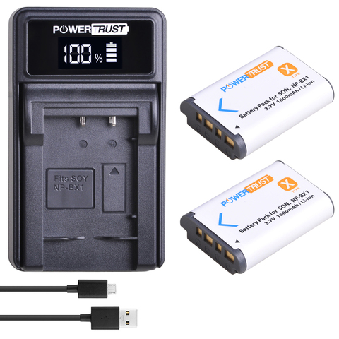 Batterie npbx1 bx1 + chargeur USB LED, pour Sony NP-BX1 RX100 AS100V AS300 HX400 HX60 AS50 WX350 AS300V FDR-X3000R HDR-AS300R, FDR-X3000 ► Photo 1/6