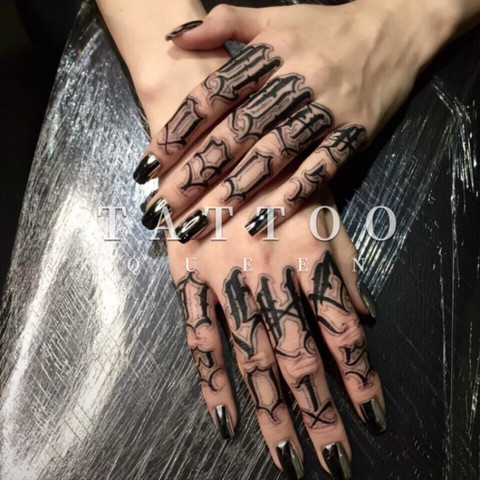 Autocollant de tatouage temporaire imperméable, faux tatouage de mot gothique, pour les doigts, flash ► Photo 1/3
