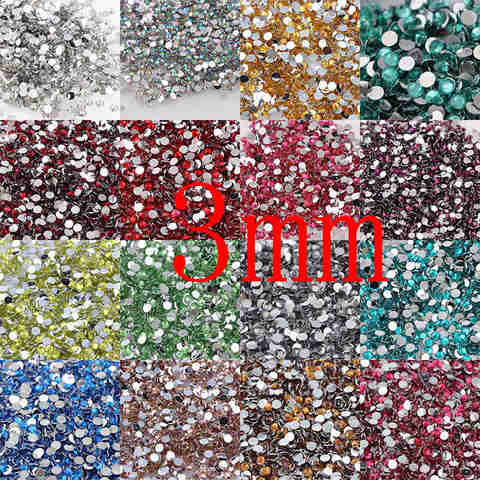 1000 pièces 3mm 25 couleurs rondes résine Flatback strass pour bricolage Nail Art bijoux décorations ► Photo 1/6