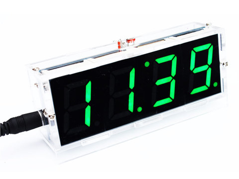 Kit de bricolage horloge électronique LED verte, microcontrôleur numérique horloge thermomètre avec tutoriel PDF ► Photo 1/6