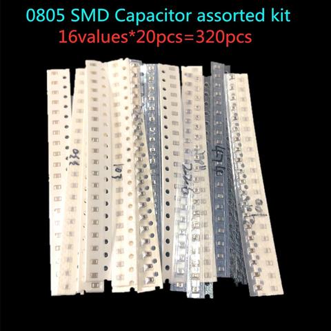 Kit assorti de condensateurs SMD 0805, 16 valeurs * 20 pièces = 320 pièces 10 pf-22 uf, kit d'échantillons ► Photo 1/3