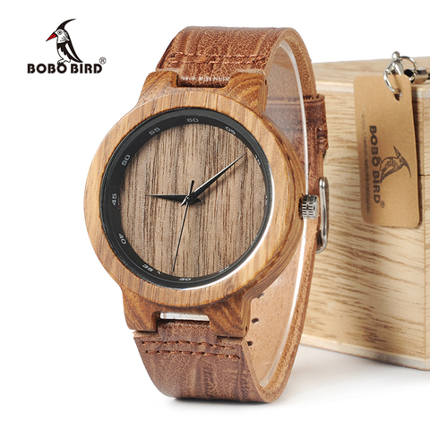 BOBO BIRD – montre à Quartz WD22 pour hommes et femmes, bracelet en cuir, Grain, échelle, cercle, marque de styliste, boîte en bois ► Photo 1/6