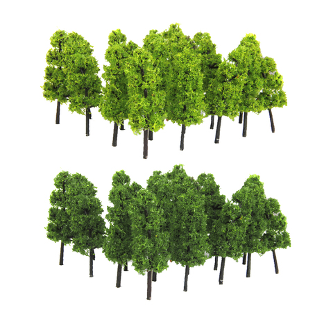 20 pièces 1/200 échelle arbres modèle Train chemin de fer paysage jouets vert foncé et clair ► Photo 1/6